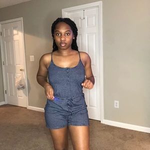 Blue & White Striped Romper